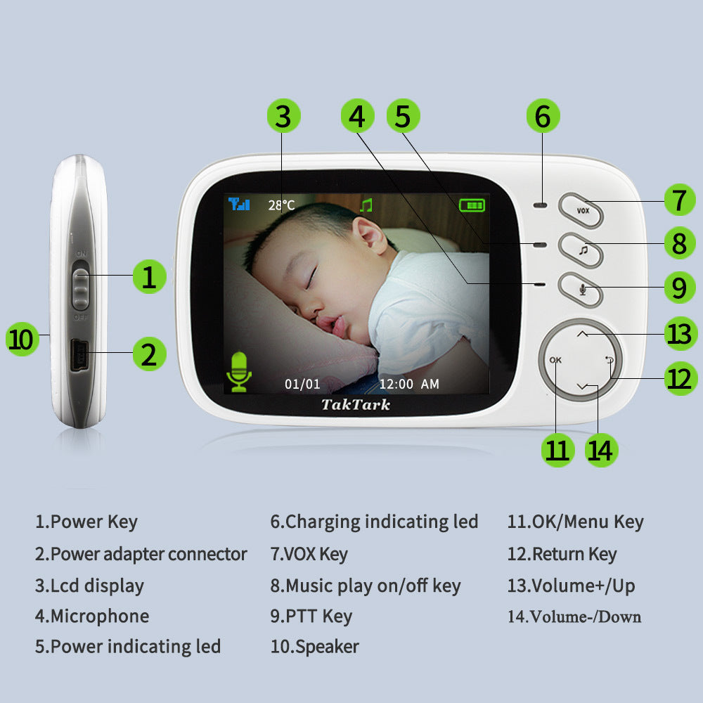 Babyphone numérique sans fil VB603 3,2 pouces