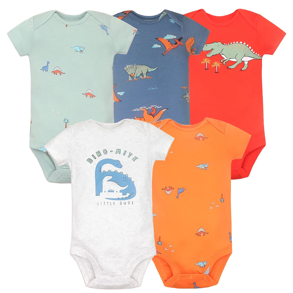 2023 5Pcs/Lot Baby Bodysuits 100% Cotton Newborn Baby Boys Clothes Short Sleeve Baby Girls Clothes 0-24M Baby Clothing Jumpsuits
